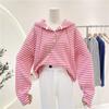 Women's Retro Striped Hooded Sweatshirt - Spring/Autumn 2021 Trend, College Style, Versatile & Loose Fit