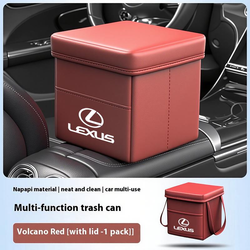 AIS1 Lexus Car Foldable Leather Storage Box Garbage Bin Accessories For Lexus F SPORT ES RX NX LS UX LM LX GX LC RZ IS CT GS RC HS SC