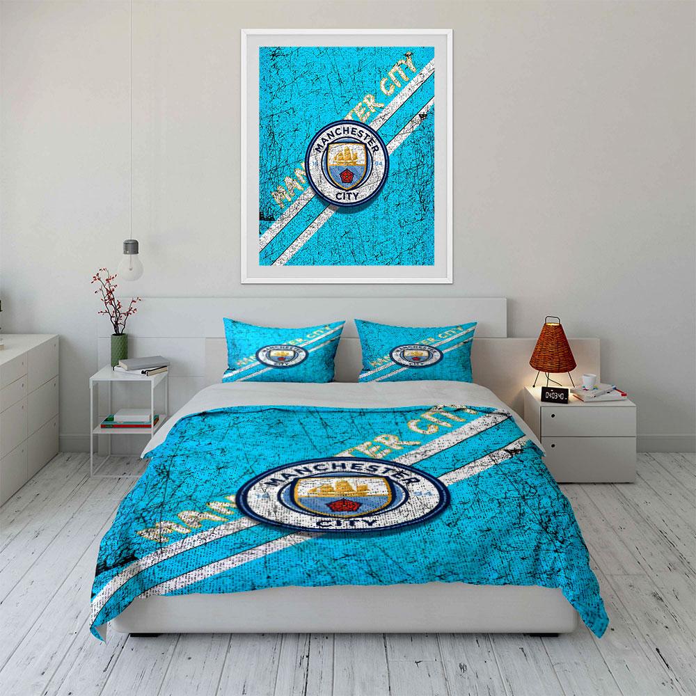 Manchester City Bedding Set Bedding Duvet Cover Set Duvet Cover Pillowcases (1 * Duvet Cover 2 * Pillowcases, without duvet insert)