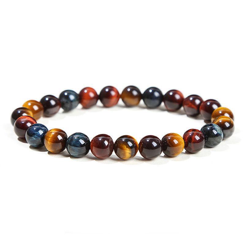 Браслет из натурального хрустального агата с тигровым глазом - стильные круглые бусины, украшения унисекс
