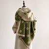 Women's Polka Dot Flower Double-sided Fashion Versatile Imitation Cashmere Warm Scarf Short Beard Fringed Shawl Women