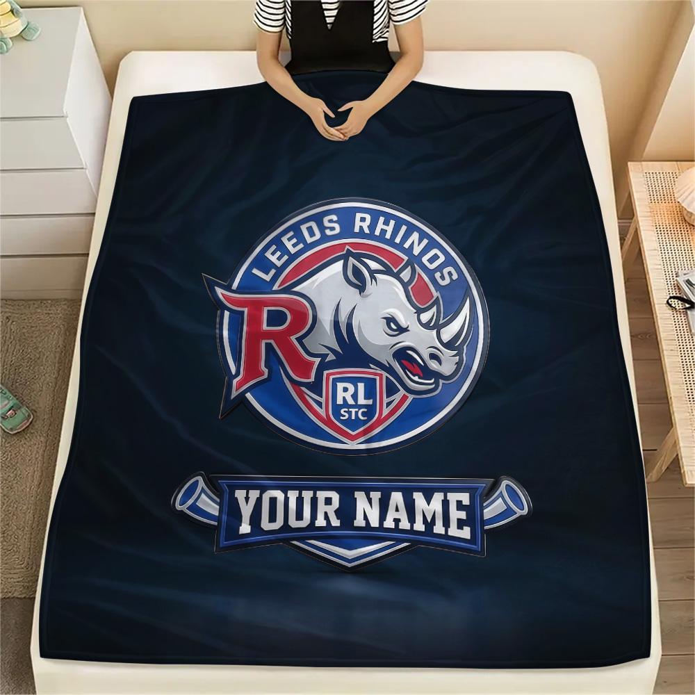 Custom Name Leeds Rhinos2 Flannel Blanket, High quality Comfortable for All Seasons, Home Decor, Warmth and Comfort