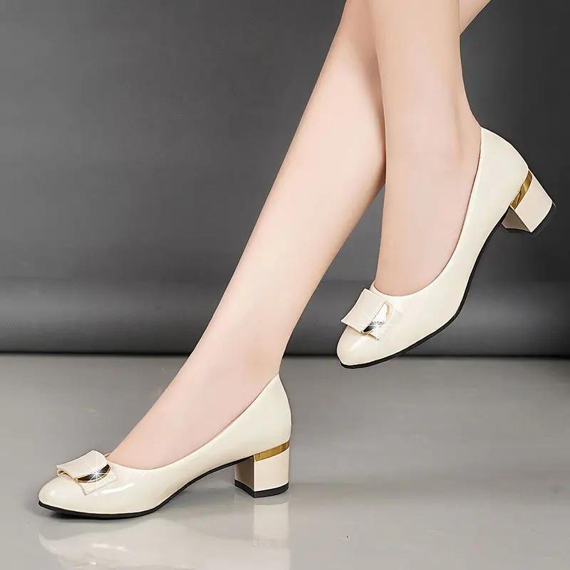 Ladies 2024 New Temperament Belt Heel Shoes Office Square Heel High Heels Fashion Sweet Plus Size High Heels Shoes for Women