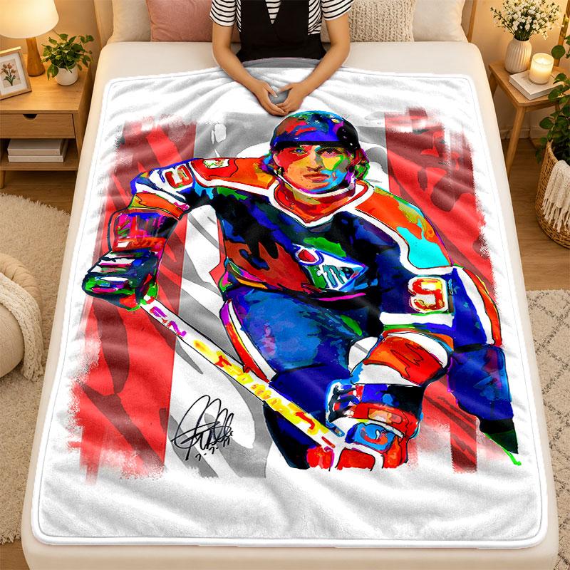 Flannel BlanketWayne Gretzky Warm Soft Throw Blanket for Indoor Sofa Bed Living Room Use