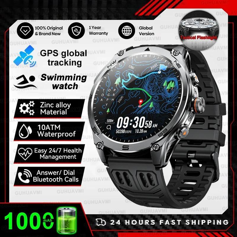 Новые GPS-смарт-часы с аккумулятором 1000 мАч, компасом, водонепроницаемостью 10 АТМ, тактическим спортивным фонариком, поддержкой звонков по Bluetooth. Смарт-часы для мужчин. Для xioami