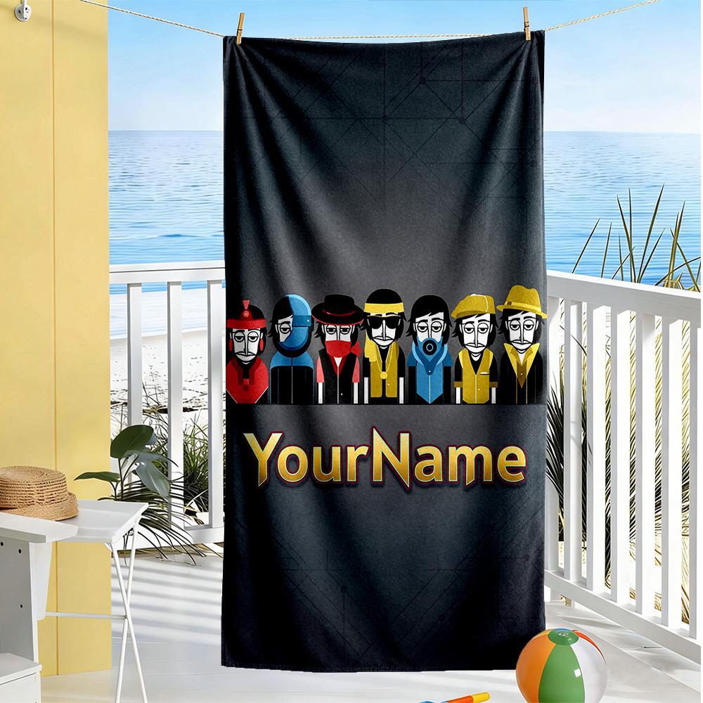 Incredibox Personalized Text Beach Towel Quick-Dry Soft Microfiber Ideal for Travel Outdoor Swim Pool Yoga Surf Camping Hiking Gym Gift Holiday