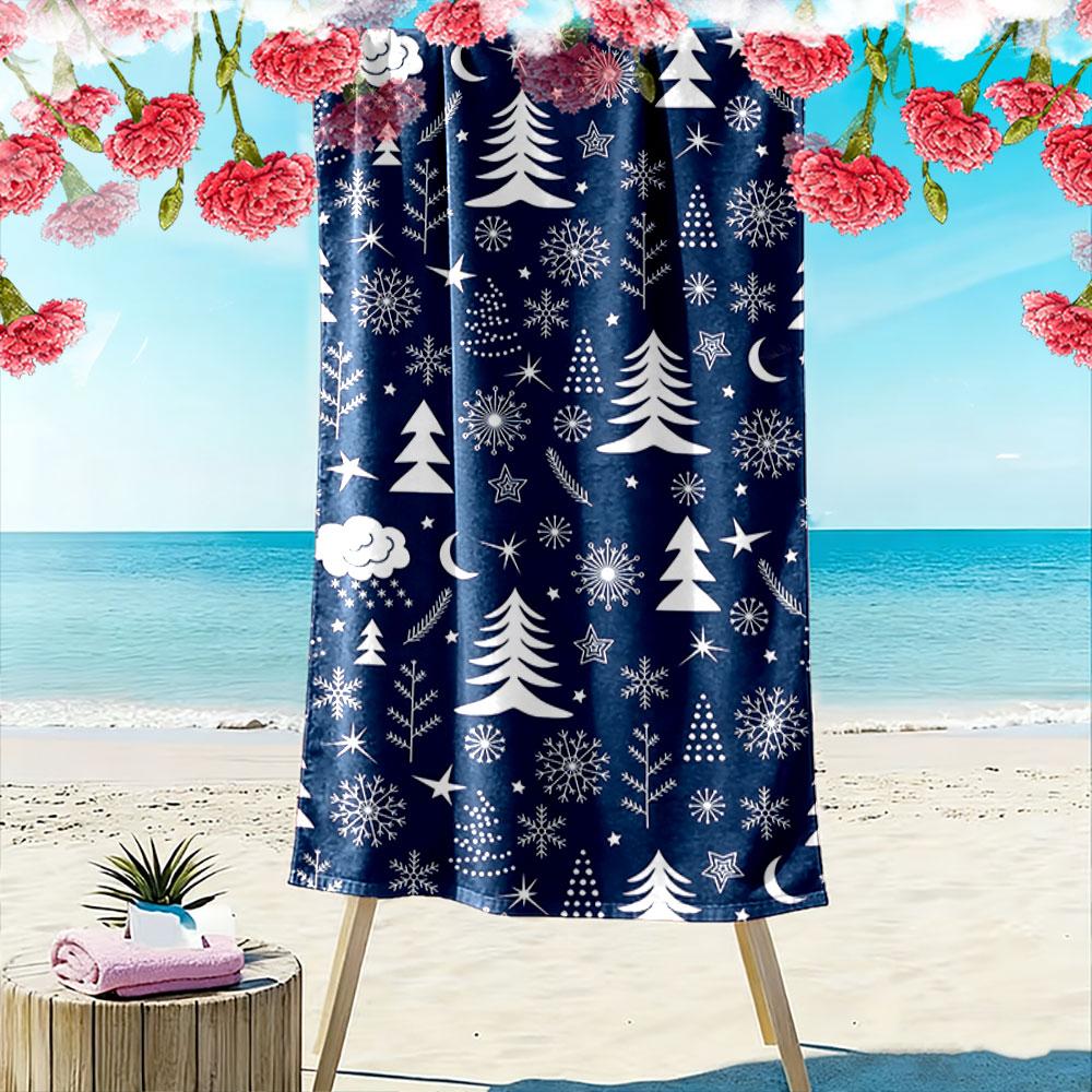 Whimsical snowy night. Print beach towel, quick drying, suitable for travel, outdoor sports, jogging, the beach and swimming, gift