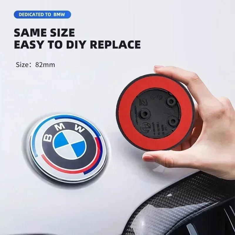 1PCS 82mm ABS 2 Hole 3 Hole Front Hood Rear Trunk Snap-On Emblem Badge Replacement Logo Fit BMW E28 E46 E60 E87 F10 G03 G05 G20 CW4