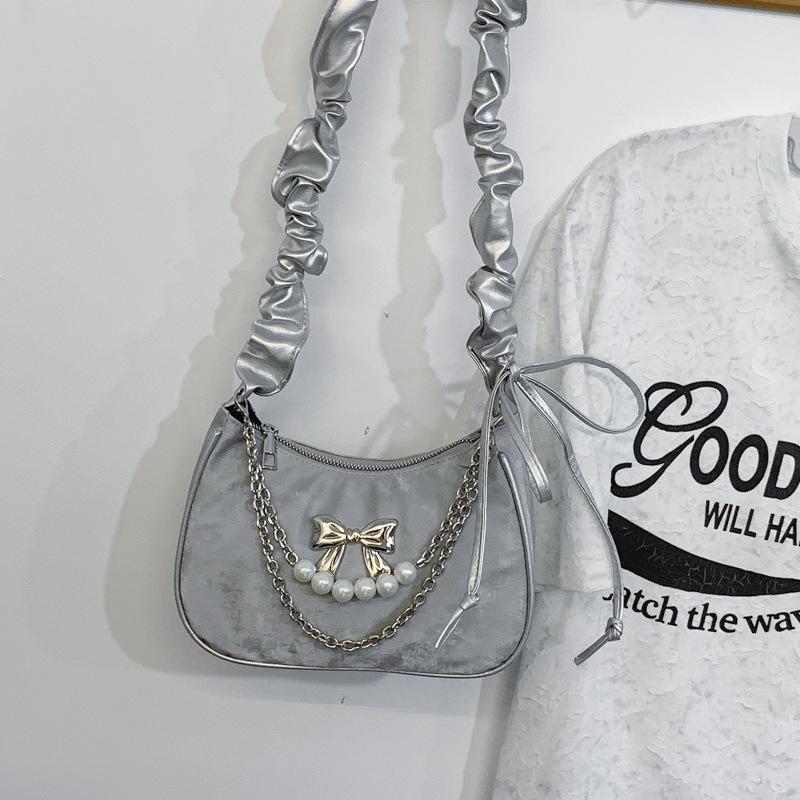 Модная универсальная высококачественная легкая роскошная сумка-мессенджер Cloud Underarm Bag Summer Niche Design с цепочкой и бусинами