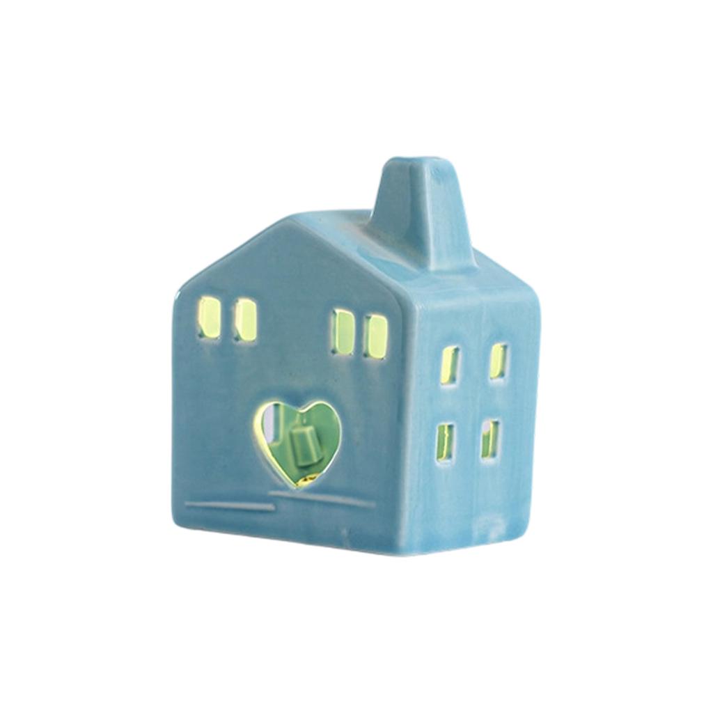 Керамические украшения Светящийся Рождественский домик Домик Европейский стиль Полый Настольное украшение Ночник Атмосферный свет