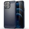 Protective Case - PROSHOP - for iPhone 12 Pro - Carbon Effect - Flexible - Shockproof - Navy Blue