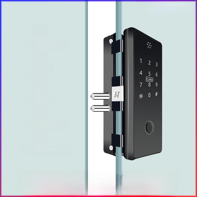 Умный замок для стеклянной двери без удара: Дистанционно управляемый замок со сканером отпечатков пальцев для одно- и двухдверных дверей