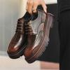 Fashion Men Luxury Fashion Wedding Party Dress Carving Brogue Shoes Brown Original Leather Derby Shoe Designer Platform Footwear