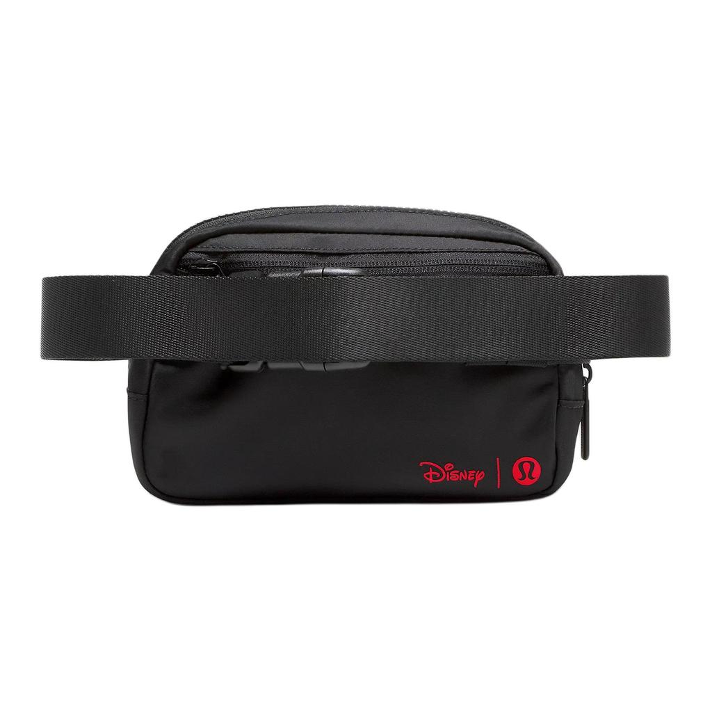 Lululemon X Disney Everywhere 1L Mickey Mouse Embroidered Zipper Nylon Shoulder Crossbody Waist Bag Unisex bags Black LU9BQ6S-0001