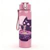 1PC Purple Cat Moon Night Print 750ml Color Plastic Sports Water Bottle Leakproof Flip Straw Lid Suitable for Sports Office Home Use