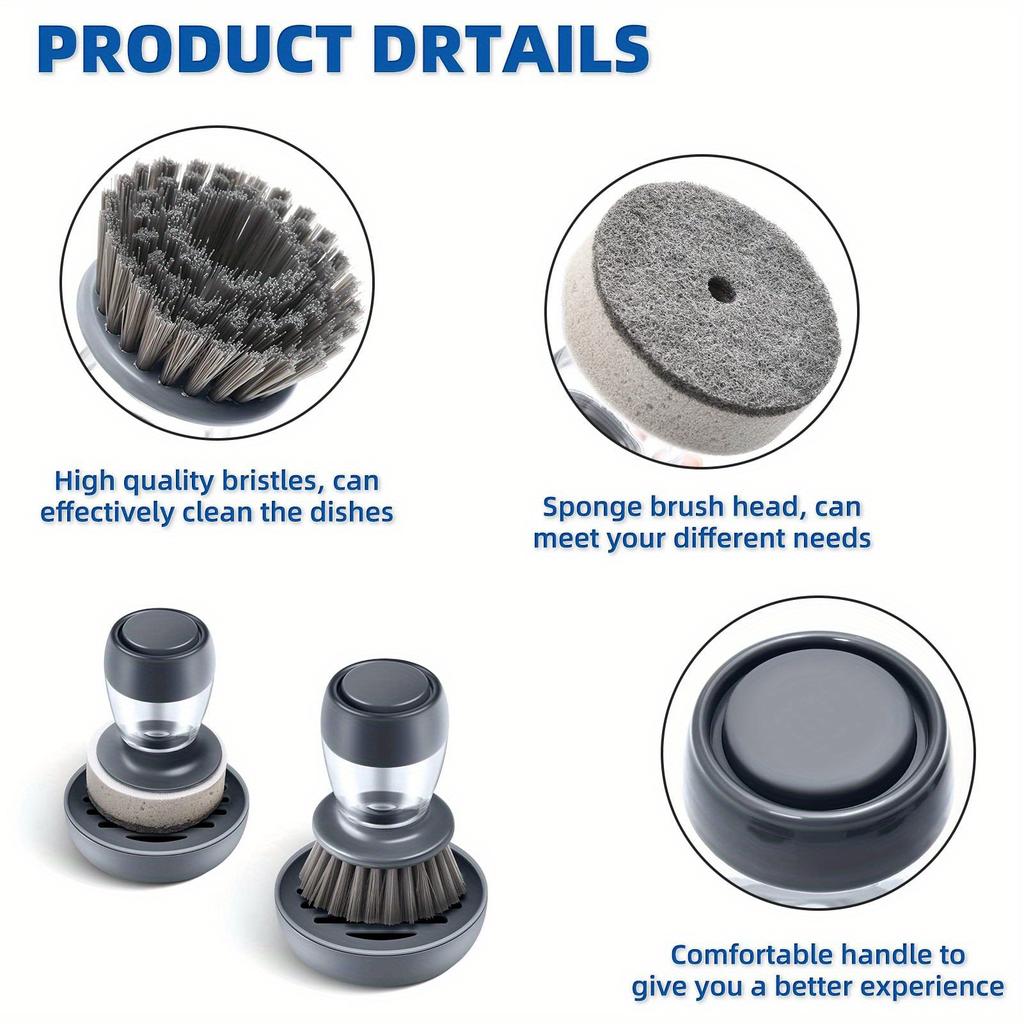 Щетка для мытья посуды с дозатором мыла, Набор кухонных скребков для мытья посуды/кастрюль с поддоном для стекания воды