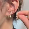 Жемчужные серьги, двойные вертикальные волны нишевого дизайна, легкие роскошные универсальные серьги-гвоздики для женщин