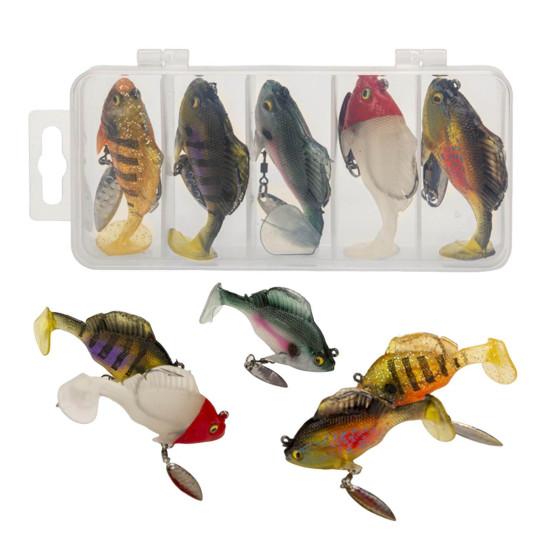 5 шт. 6 см/10,5 г приманка для прыгающей рыбы с вращающимся лезвием, крючком без водорослей, лопастным хвостом, искусственная приманка для соленой воды, пресноводного судака, окуня, рыболовные принадлежности