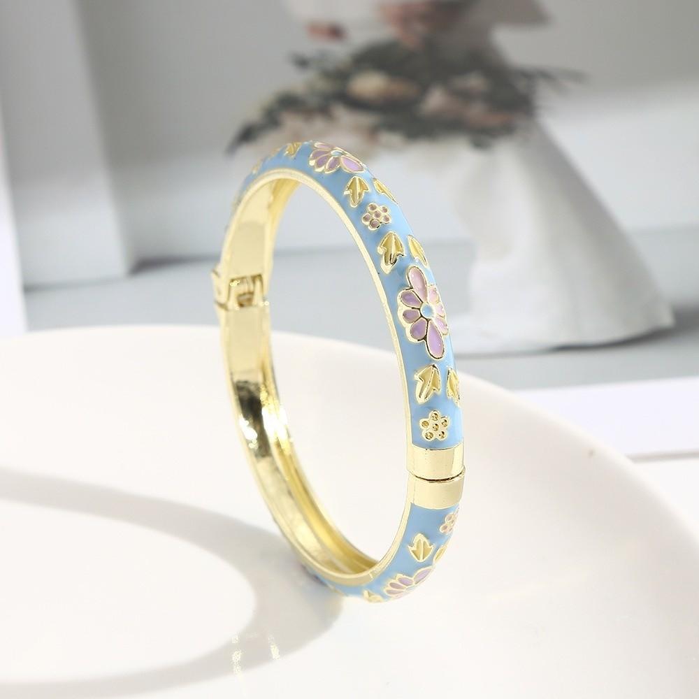Zinc Zinc Alloy Material Enamel Bracelet Ethnic Floral Motifs Cloisonne Bracelet Gift Giving
