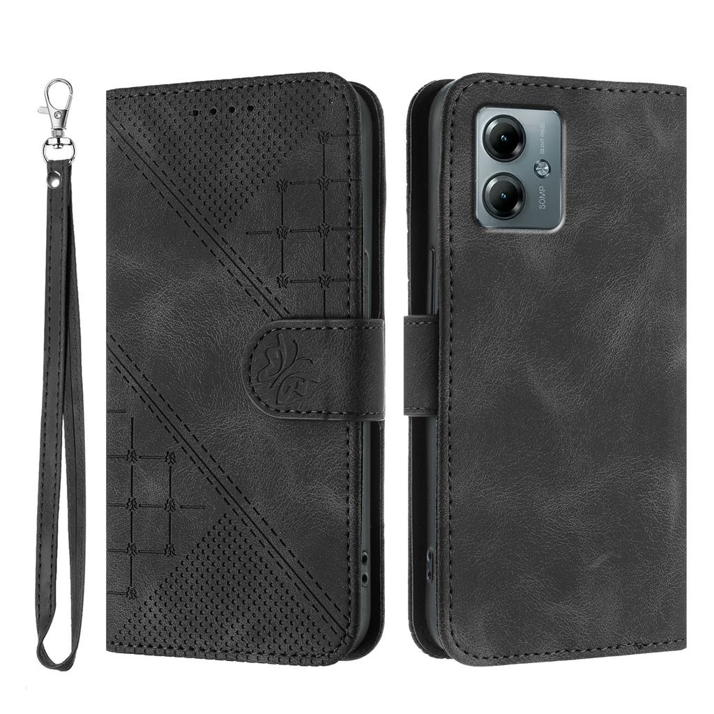 For Motorola Moto G Power (2025)/Motorola Moto G Play (2025) 4G Leather Wallet Case Butterfly Flower Imprinted Phone Cover with Strap