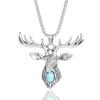 Античное серебряное ожерелье с подвеской в виде оленя - Хип-хоп длинный свитерный аксессуар из нержавеющей стали