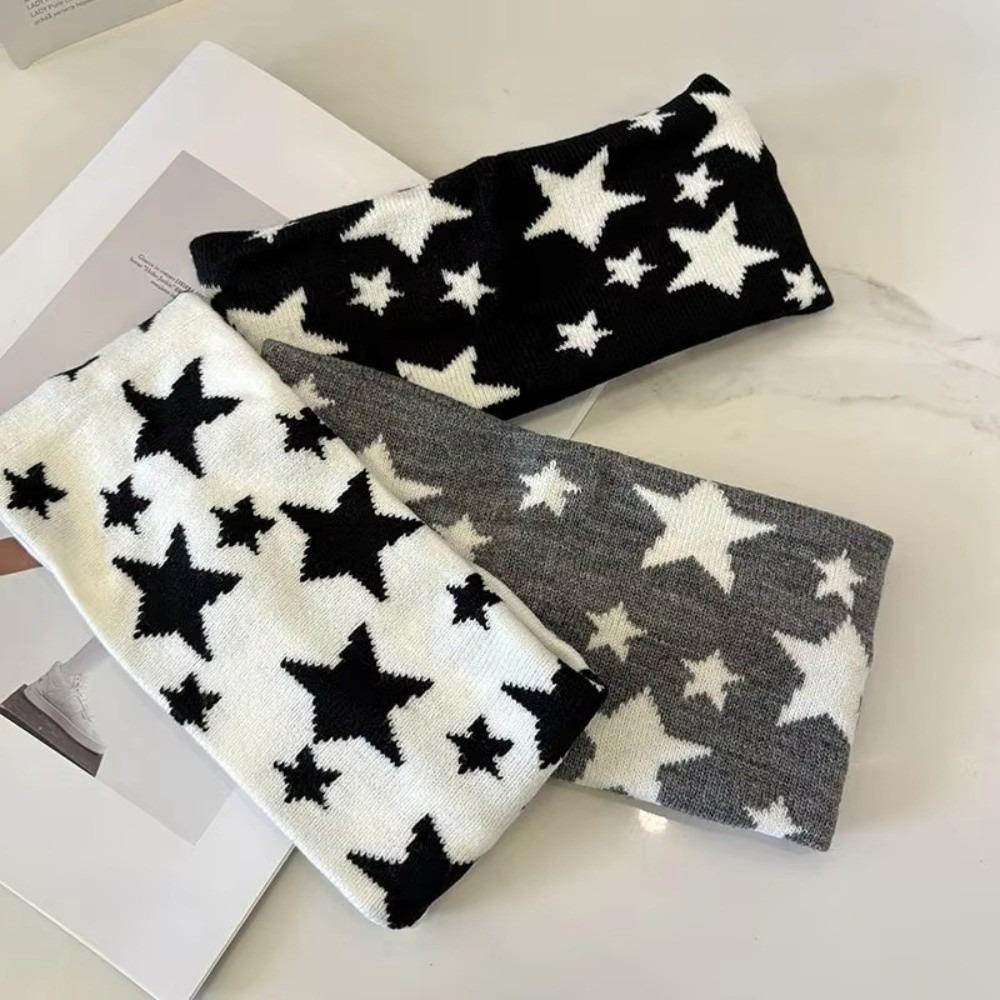 Wide Headband Knitted Hairband Star Pattern Headband Star Pattern Headband Wide Headband Unisex