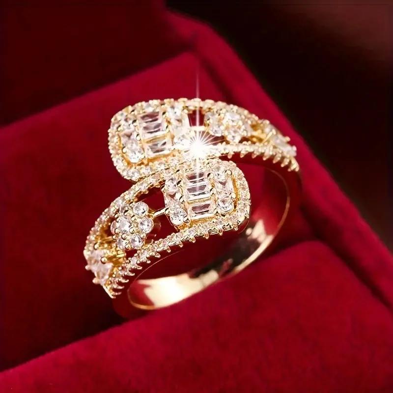 Чувство дизайна: Новое регулируемое геометрическое кольцо с кубическим цирконием и регулируемым отверстием, стильный аксессуар с темпераментом