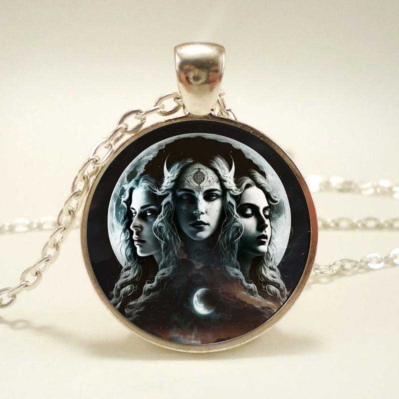 Лунная Богиня Шея Цепочка Ожерелье Кулон Стеклянный Кабошон Ожерелье Женское Ожерелье Ювелирные Изделия