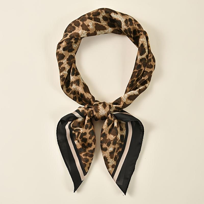 Fashion Leopard Print Square Scarf Women'S Satin Scarves Casual Decoration Small Shawl Luxury Headband Bandana