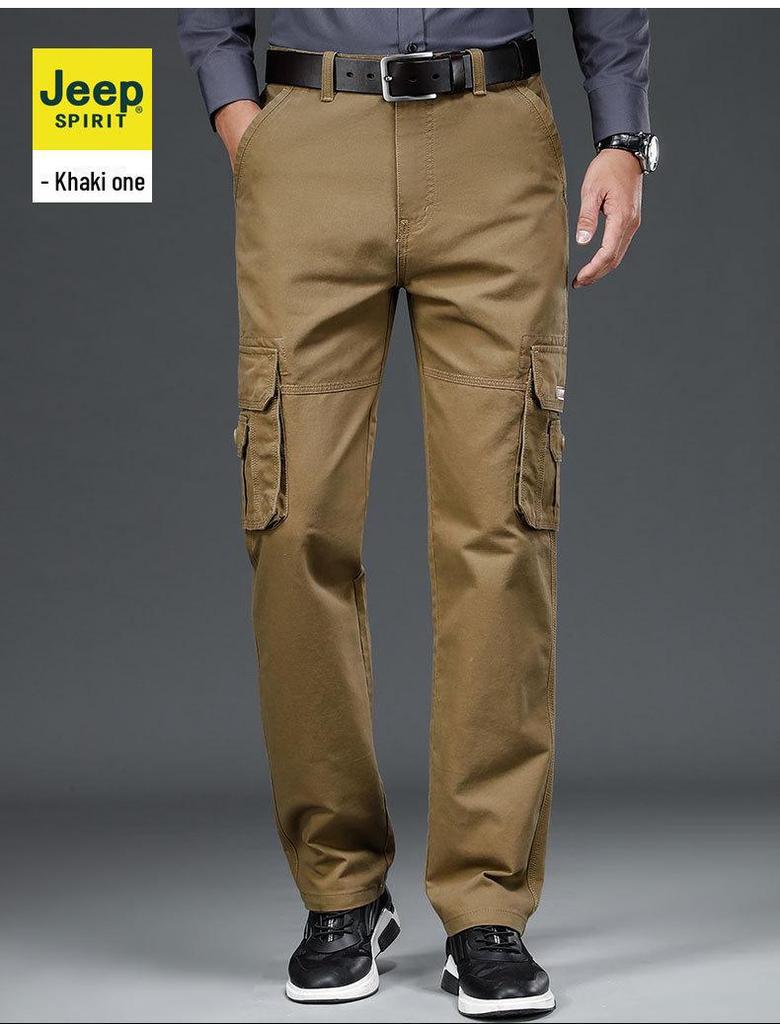 Мужские свободные прямые брюки с несколькими карманами для активного отдыха на открытом воздухе с толстым бархатом