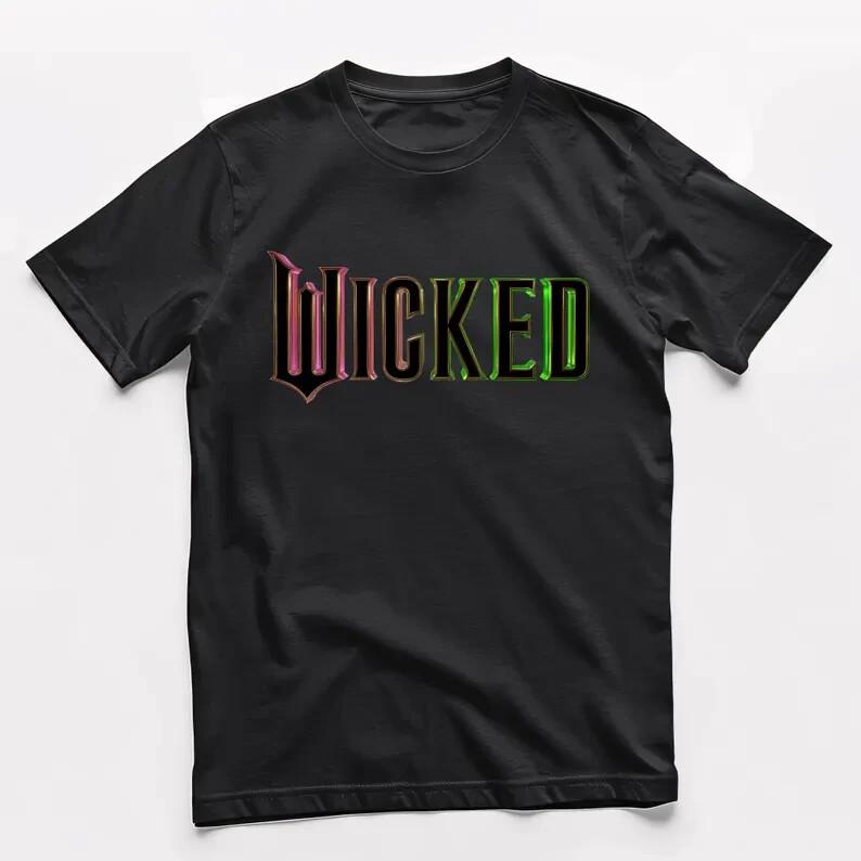 Wicked Movie Pink Green Logo T-shirt Glinda Elphaba T-shirt