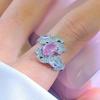 Яркое и красочное кольцо-дорожка с имитацией аметиста и цитрина, женское, кольцо с бриллиантами в форме листа
