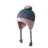 Плетеная полосатая шапка-бини в корейском стиле, защитная шапка для ушей, милая вязаная шапка осень/зима