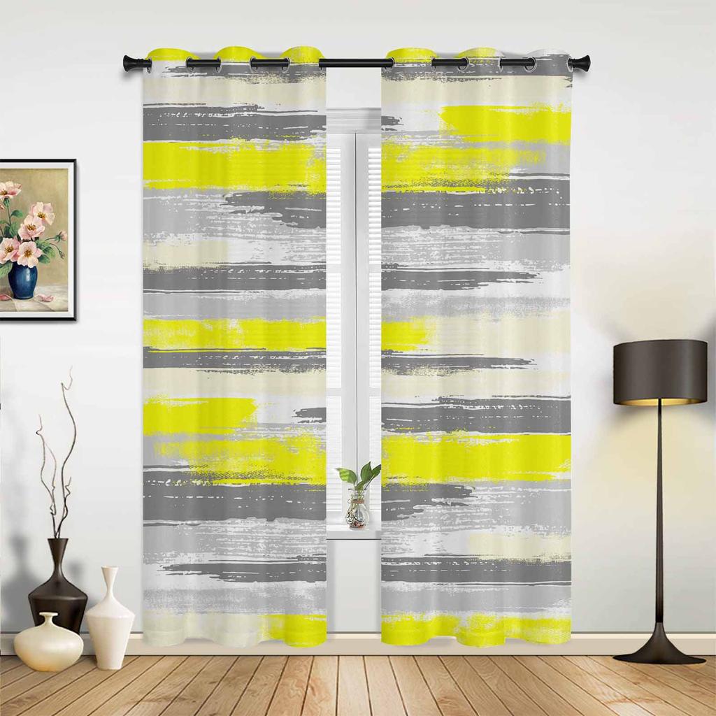 Геометрические линии краски желтые оконные шторы для гостиной роскошные занавески для спальни кухонные жалюзи шторы