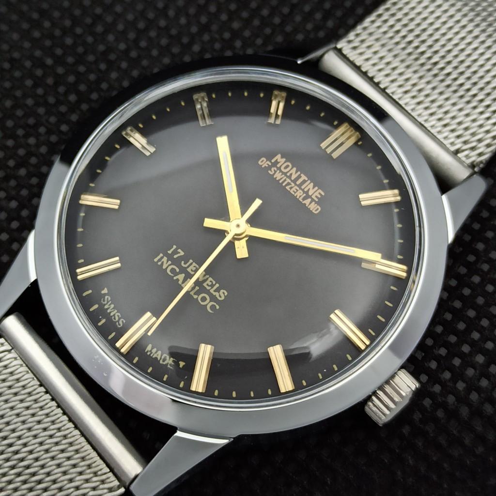 ВИНТАЖНЫЕ МУЖСКИЕ ЧАСЫ MONTINE OF SWITZERLAND 17 КАМНЕЙ INCABLOC МЕХАНИЧЕСКИЕ С ПОДС. ЗАВОДОМ a285410-4