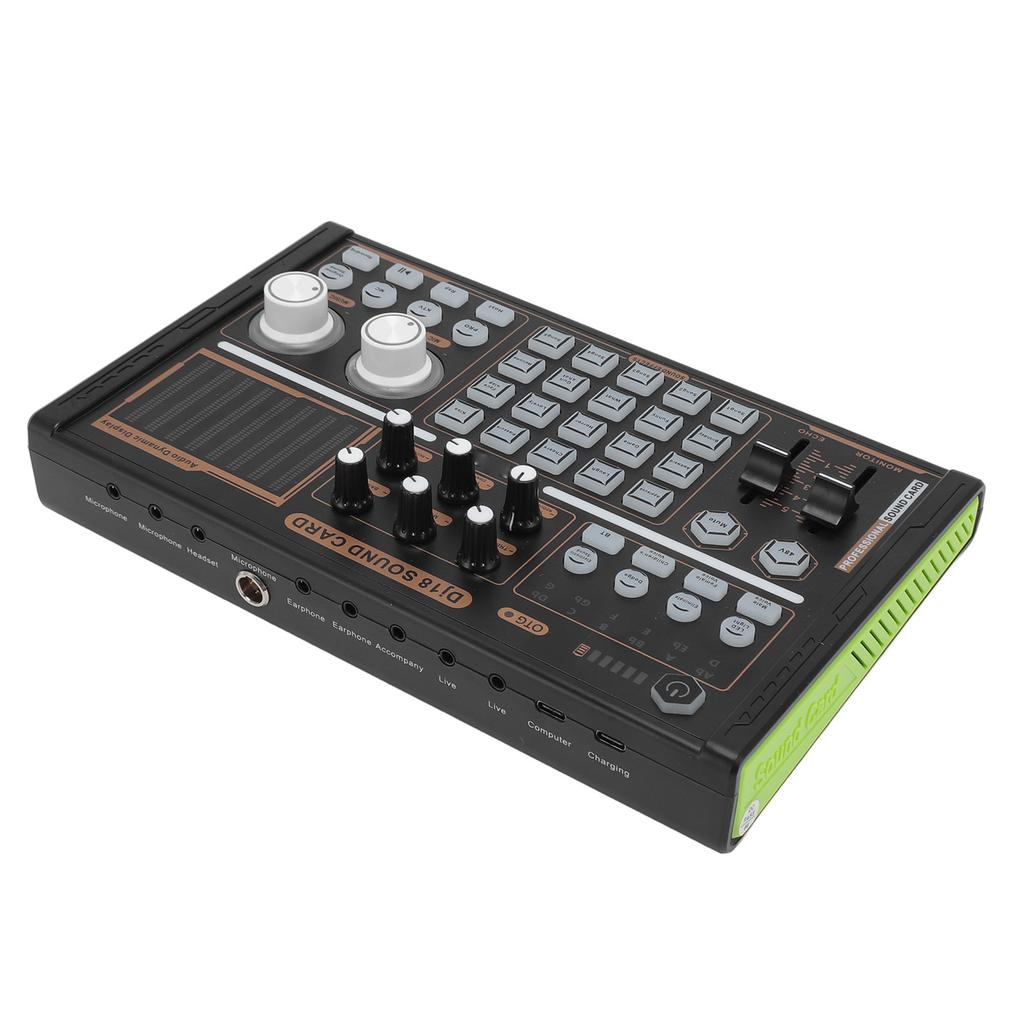 Звуковой микшер с несколькими звуковыми эффектами, шумоподавлением, красочными огнями, звуковой картой DJ18 Bluetooth Live Sound Card для