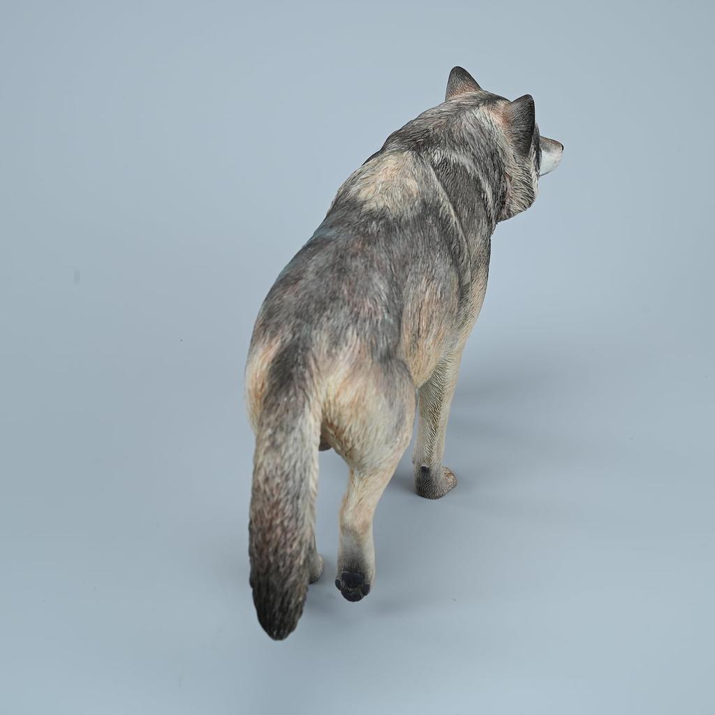 JXK Евразийский серый волк Миниатюрная смола Настольная День рождения Полностью собранная фигурка, Статуэтка, Волк, Модель, Аксессуар, Украшение, Подарок, Раскрашенная,