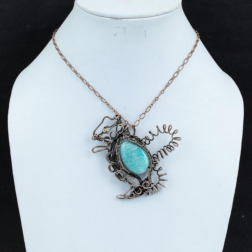 Подвеска из амазонита, обернутая медной проволокой, подвеска в виде кролика, обернутая проволокой, украшения из драгоценных камней, подвеска ручной работы, уникальные медные украшения, свадебные подарки
