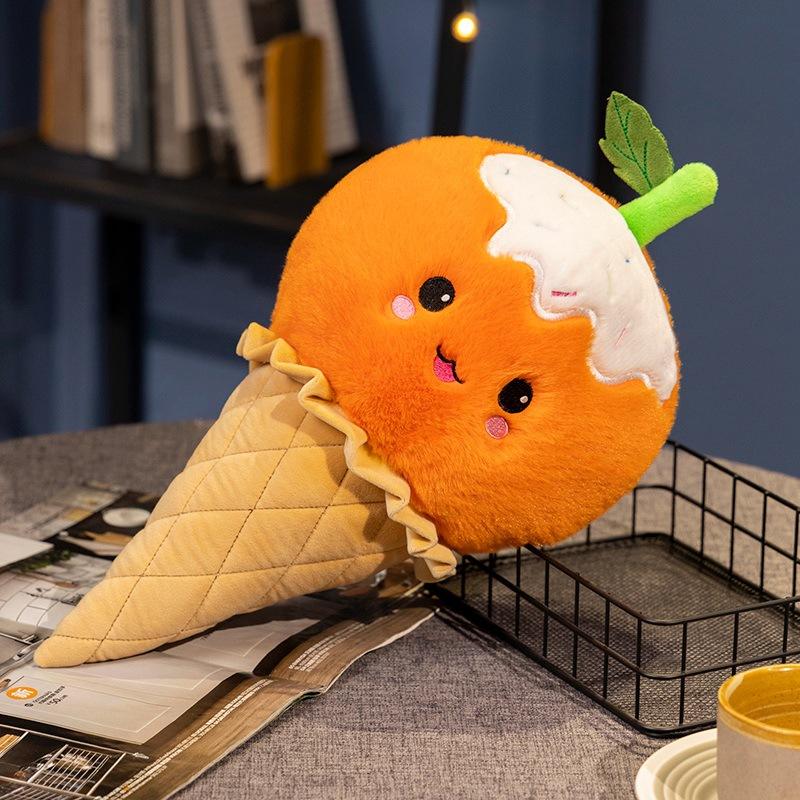 Cartoon Fruit Ice Cream Throw Pillow Plush Toy Doll Ice Cream Cone Doll Children Soothing Doll
