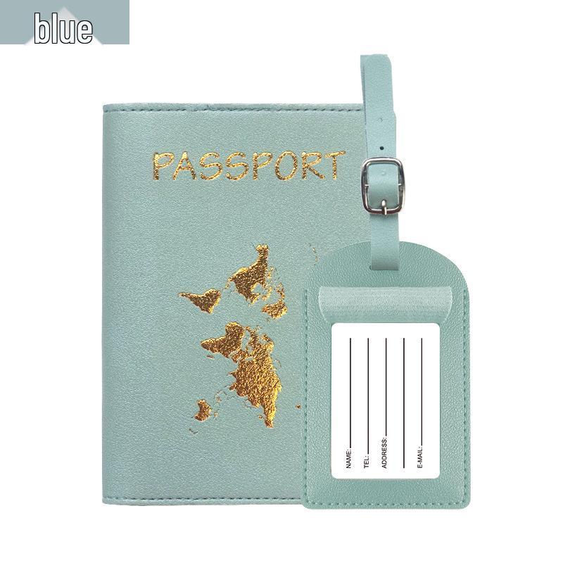 Customizable PU Leather Passport Cover with Hot Stamped Logo, Map, Luggage Tag, & Passport Holder Set