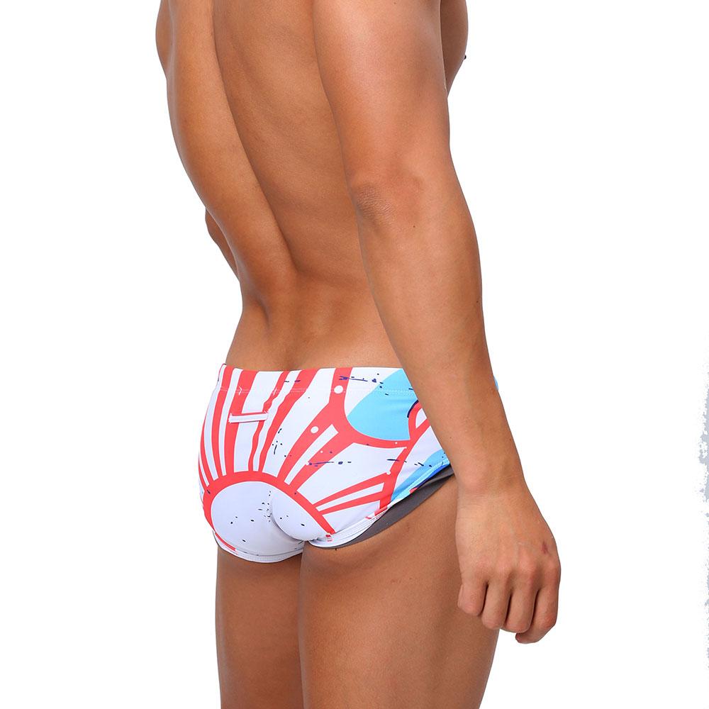 Men's Fashion Floral Printed Swimming Briefs Low Waist Plus Size Summer Beach Wear FREESTYLE UP-LIFT