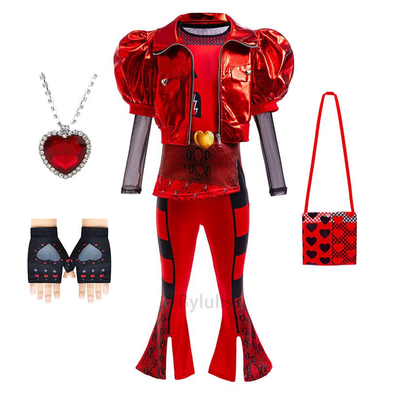 The Rise of Red Costume D-Descendants 4 Halloween Dress Up Cosplay Girls Leather Suit Birthday Party Halloween Costume