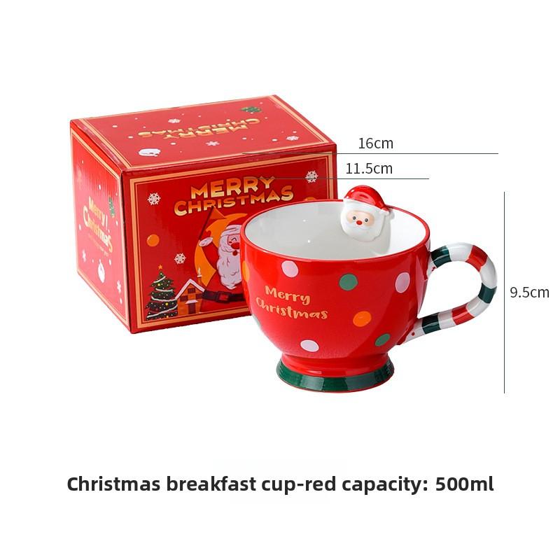 Christmas Coffee Mug Cartoon Ceramic Cup Creative Gift for Breakfast Xmas Holiday