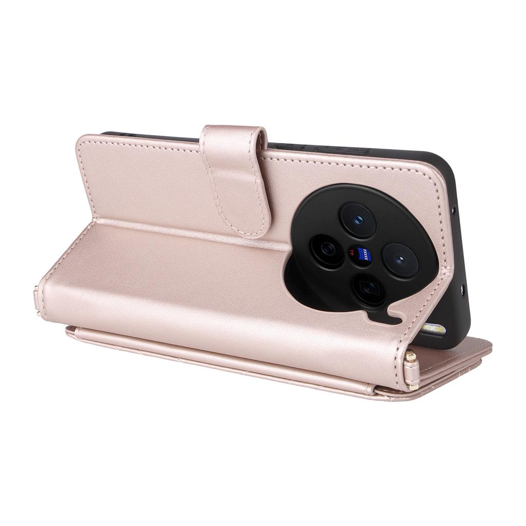 For vivo X200s 5G Stand Wallet Case with Shoulder/Wrist Strap Leather Phone Cover