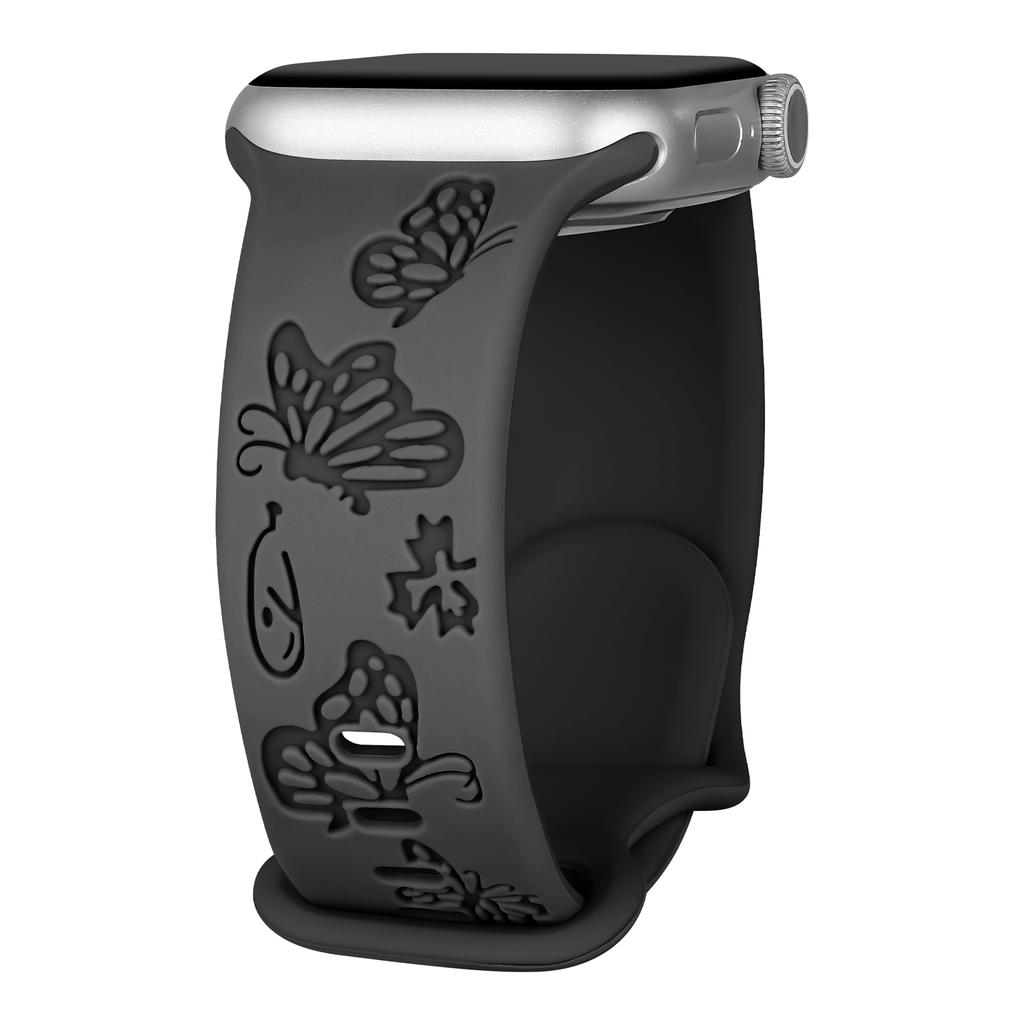 Гравированный ремешок для Apple Watch Band 45мм 44мм 42мм 41мм 40мм 49мм 46мм Силиконовый Correa Браслет Серия 10 8 9 7 SE 6 5 4 Ultra 2