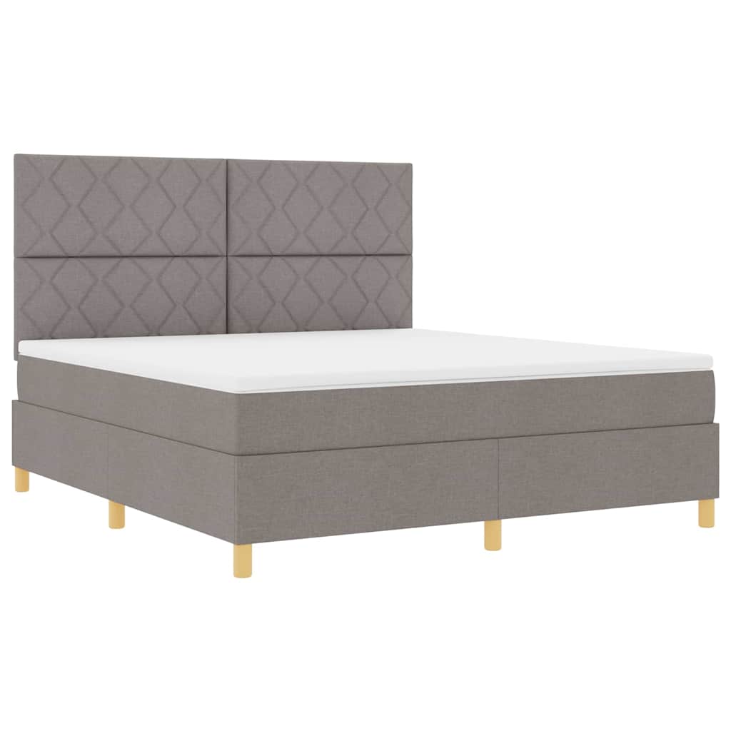 Box Spring Bed with Headboard Taupe 180 x 200 cm Fabric