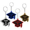 10 Pcs Class of 2025 Keychain Rubber Graduation Keychain Grad Cap Charm Key