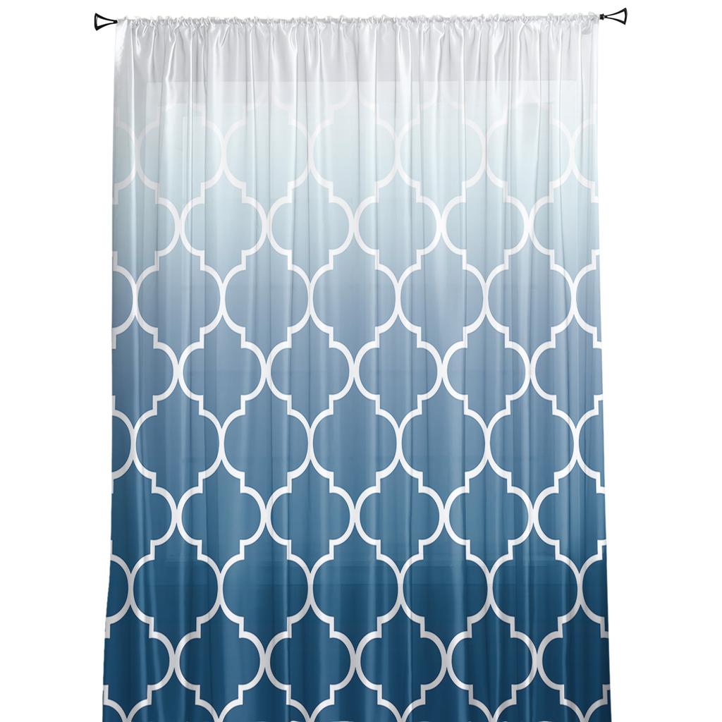 Марокко Синий градиент тюлевые шторы для гостиной вуаль прозрачные шторы для спальни шифоновые шторы для кухни