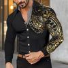 Men's Hawaii Long Sleeve Sleeve Shirt Autumn Men's Hot Gold Printed Shirt Men Large Size Casual Long Sleeve Tops