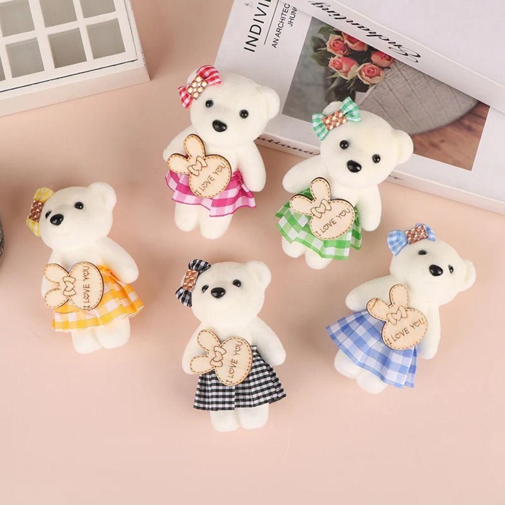 10pcs/bag Plush Doll Mini Bear Flower Bouquet Plush Animal Cartoon Bouquet Doll Girl Birthday Gift